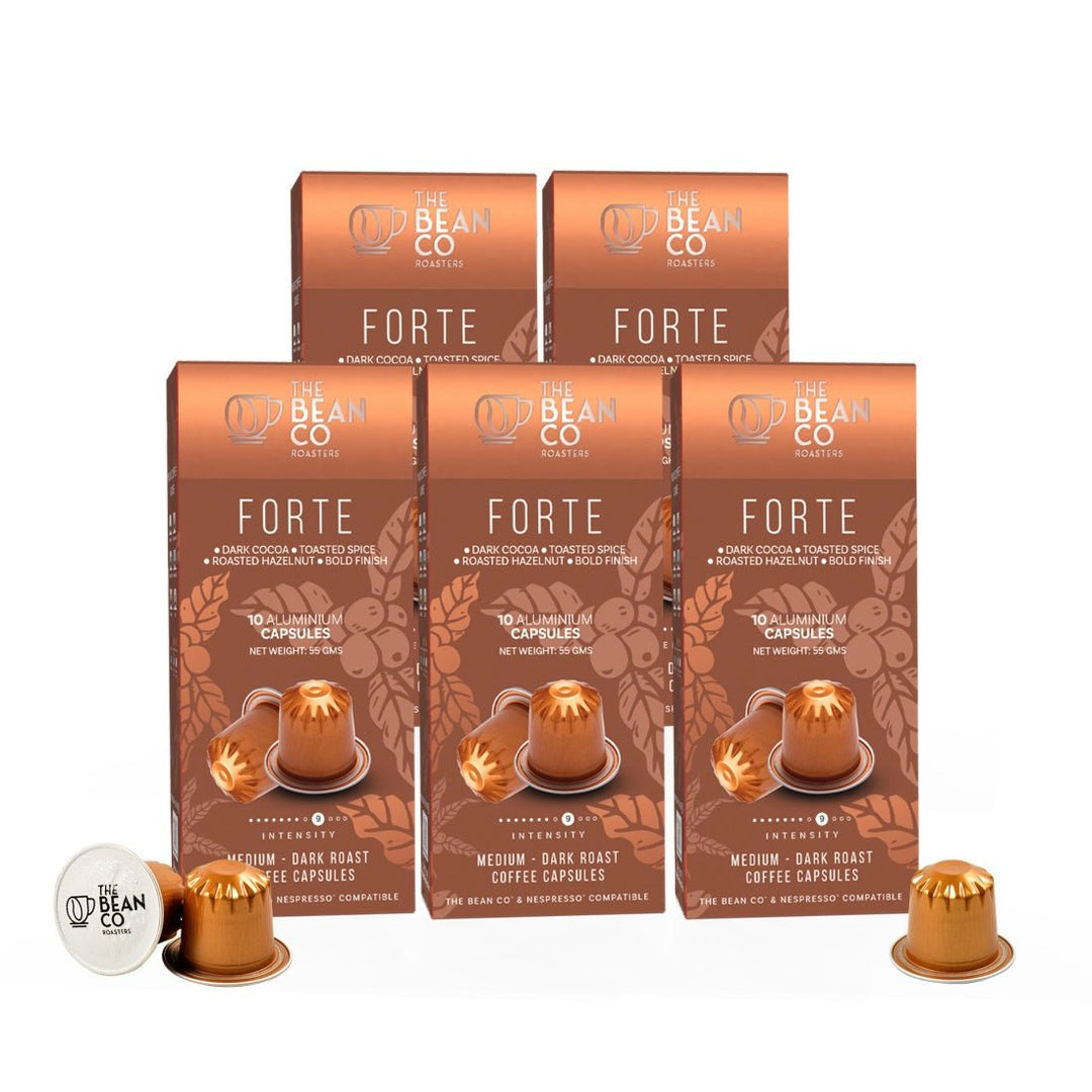 The Bean Co Roasters Forte Aluminium Coffee Capsules | Intensity 9 | Bold & Full - Bodied | Medium - Dark Roast | 100% Premium Arabica - Suspire