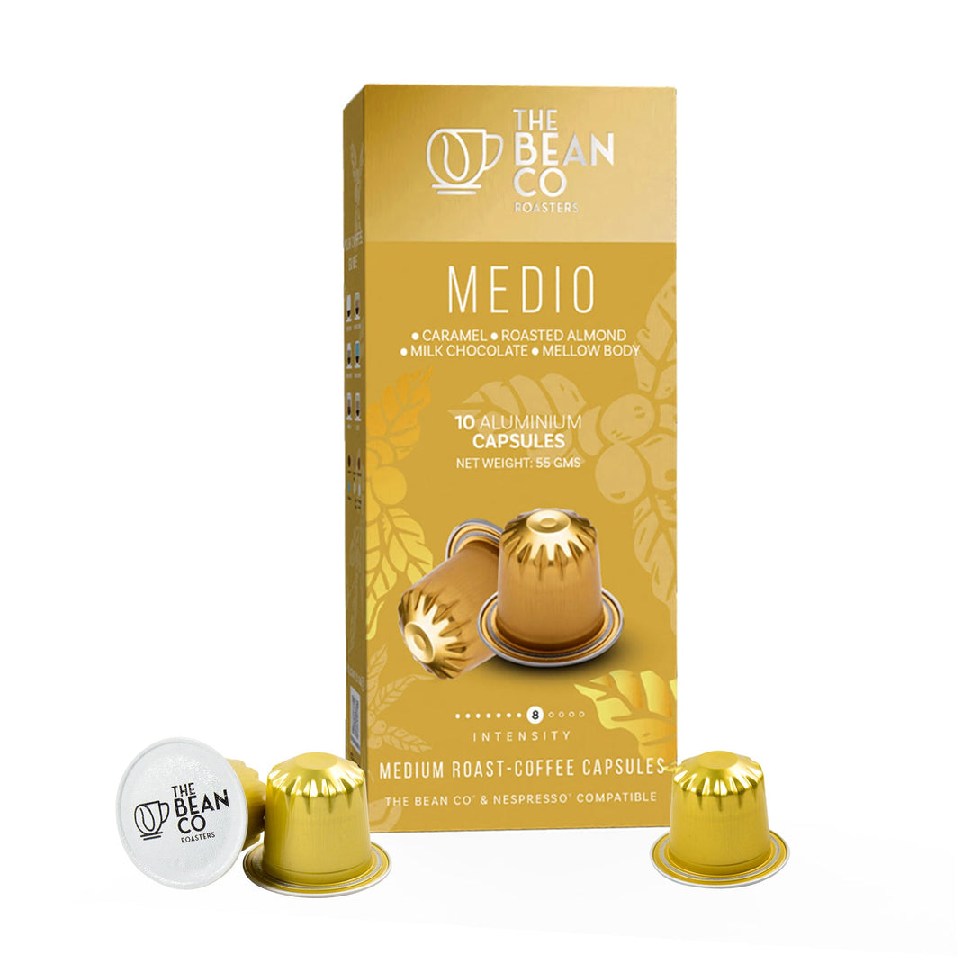 The Bean Co Roasters Medio Aluminium Coffee Capsules | Intensity 8 | Balanced & Nutty | Medium Roast | 100% Premium Arabica - Suspire