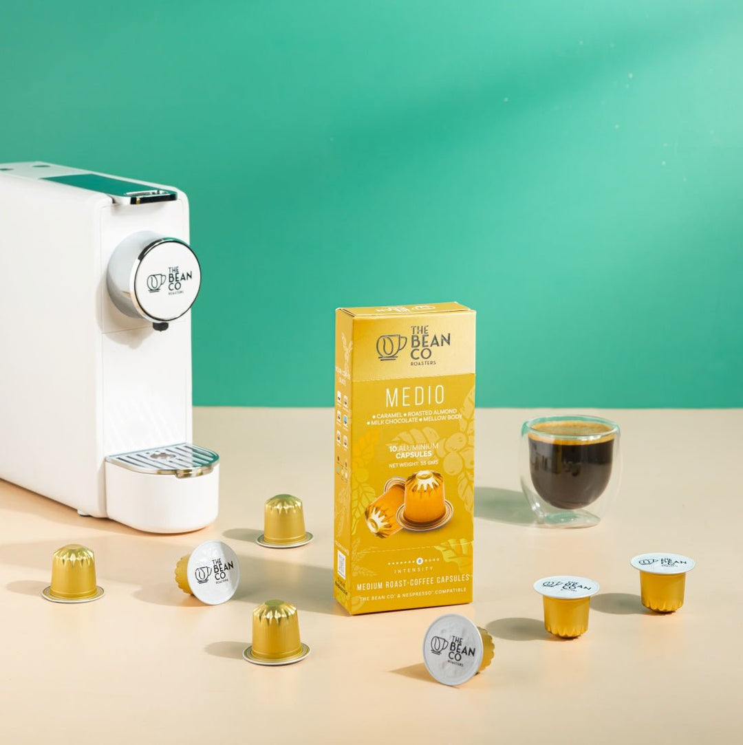 The Bean Co Roasters Medio Aluminium Coffee Capsules | Intensity 8 | Balanced & Nutty | Medium Roast | 100% Premium Arabica - Suspire