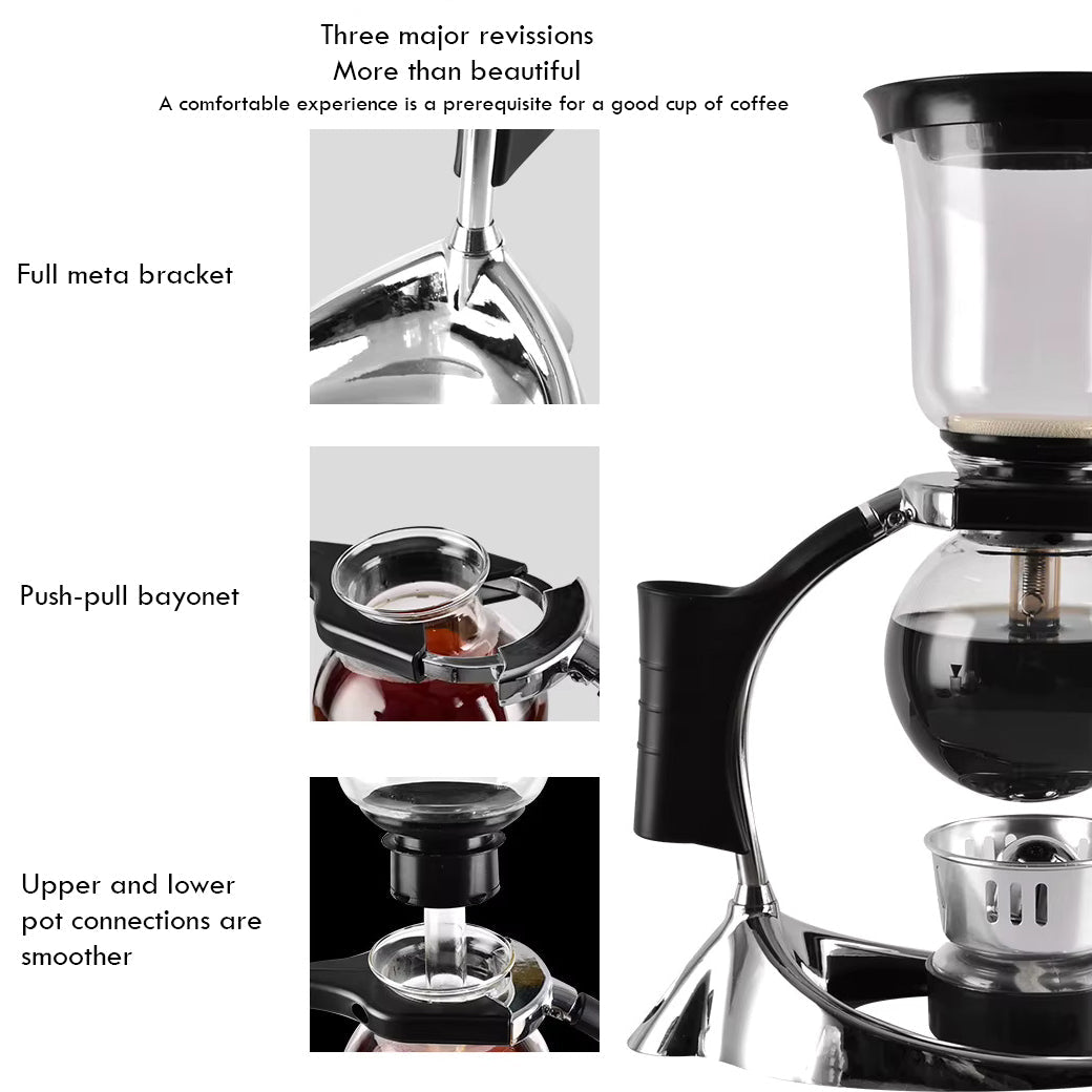 The Bean Co Roasters Siphon Coffee Maker | 3 Cup Capacity | Heat Resistant Borosilicate Glass | Coffee Maker - Suspire