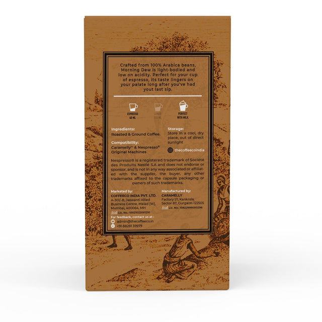 Morning dew Nespresso® Compatible Coffee Capsules - Box of 10 pods