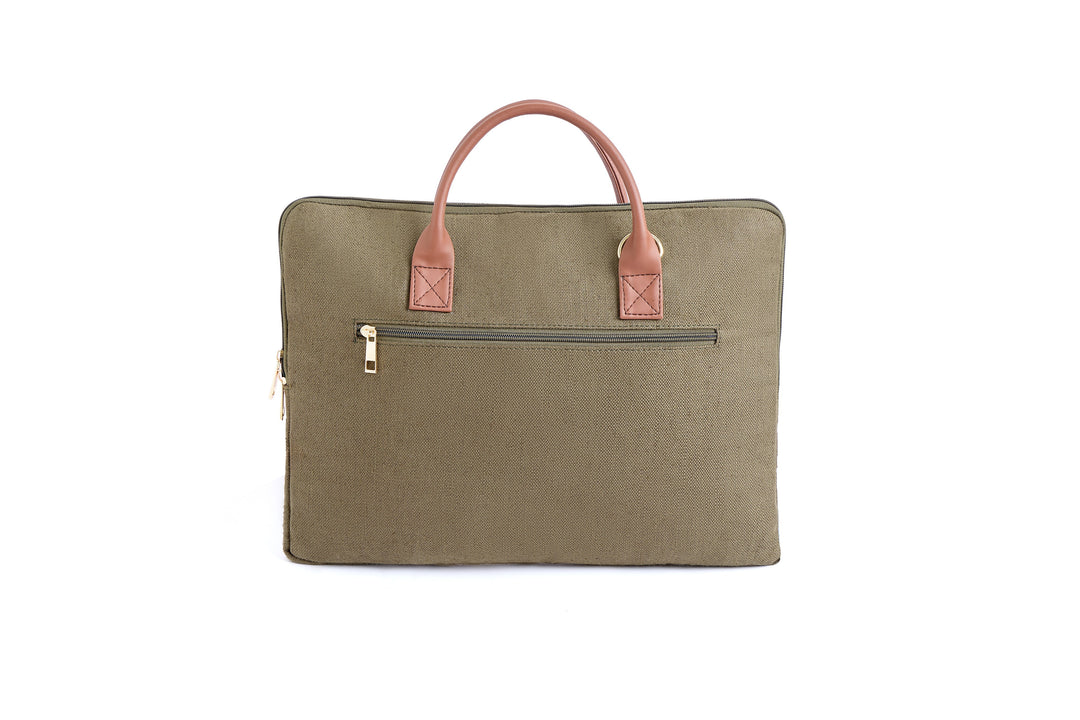 The Label GAIA Hemp and PU Slim Laptop Bag - Suspire