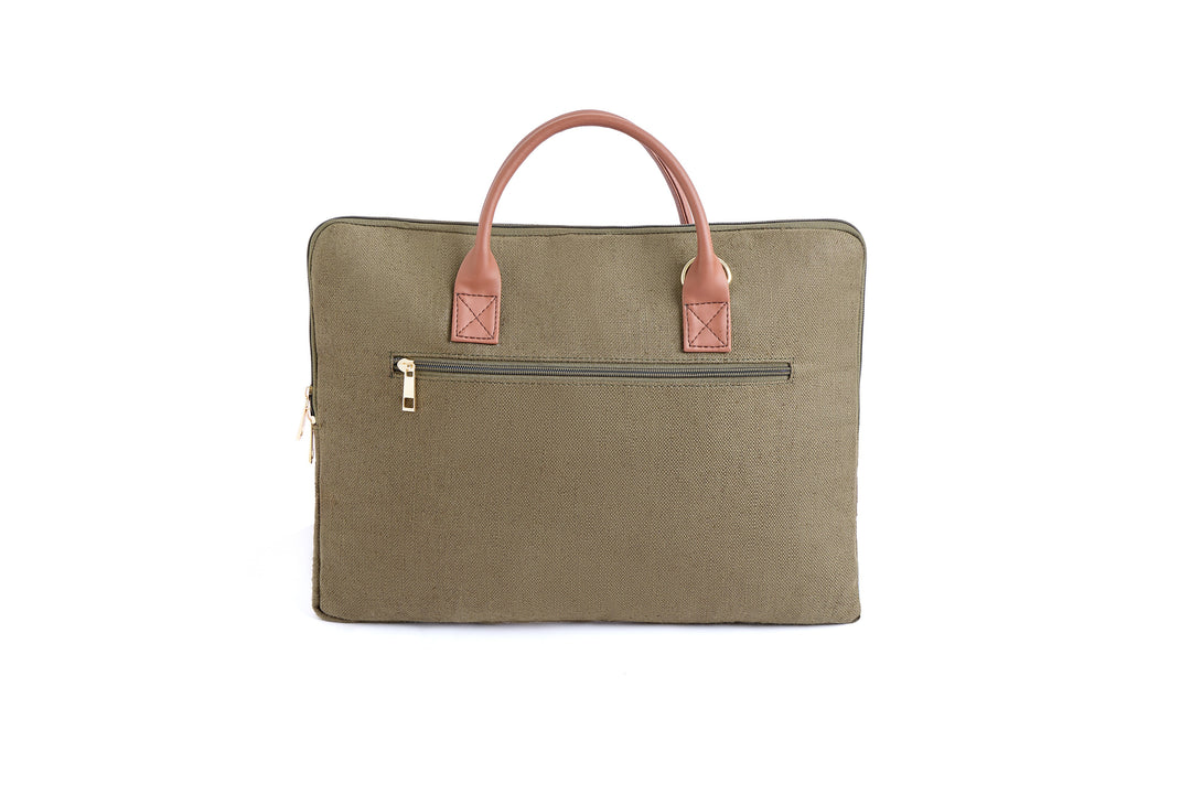 The Label GAIA Hemp and PU Slim Laptop Bag - Suspire