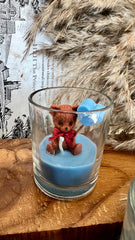 The Lushlights Teddy blue glass jar candle (shot glass set of 2)