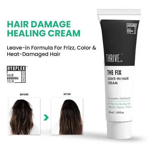 ThriveCo The Fix Leave-in Hair Cream For Smoother, Shiny & Frizz-Free Hair | Rebuilds, Repairs And Protects Heat, Chemical & Color Damaged Hair | For Men & Women | 30ml