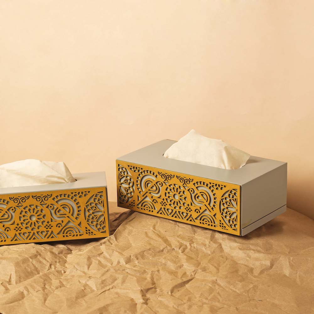 BambaiSe Cutwork Tissue Box (Grey Gold)