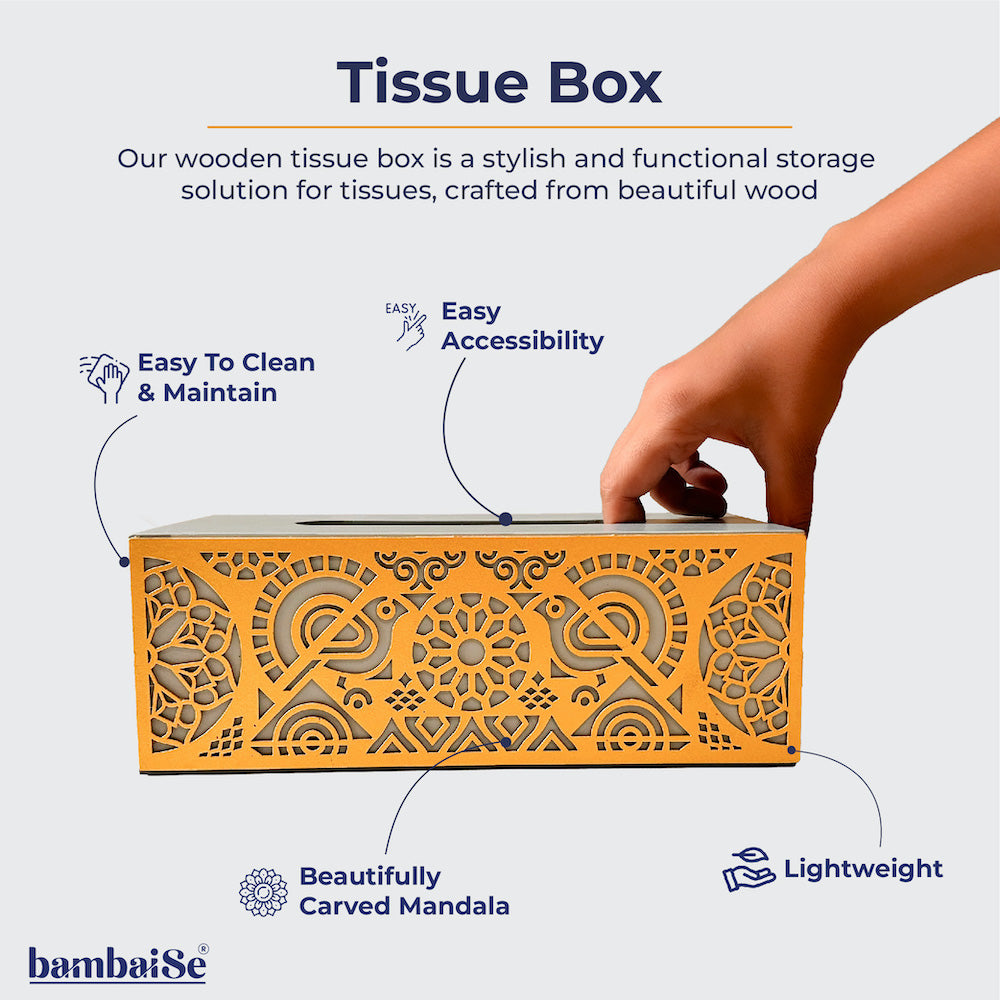 BambaiSe Cutwork Tissue Box (Grey Gold)