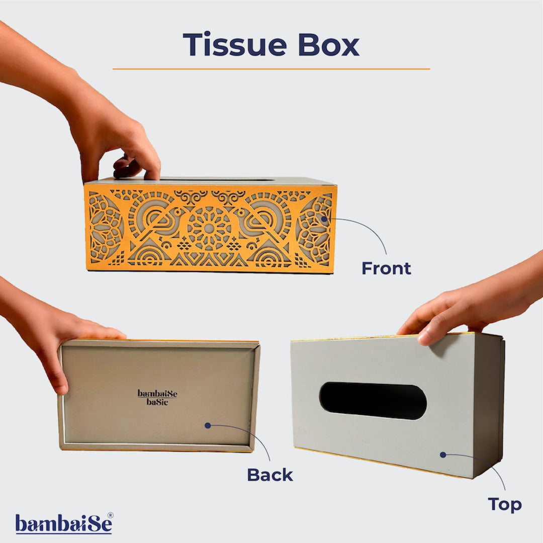 BambaiSe Cutwork Tissue Box (Grey Gold)