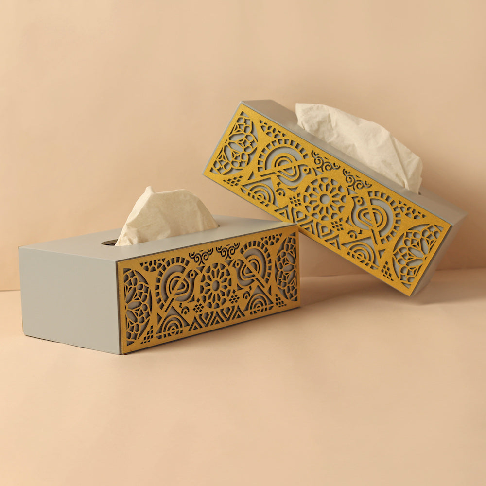 BambaiSe Cutwork Tissue Box (Grey Gold)