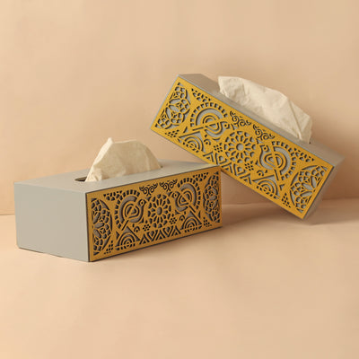 Cutwork Tissue Box (Grey Gold)