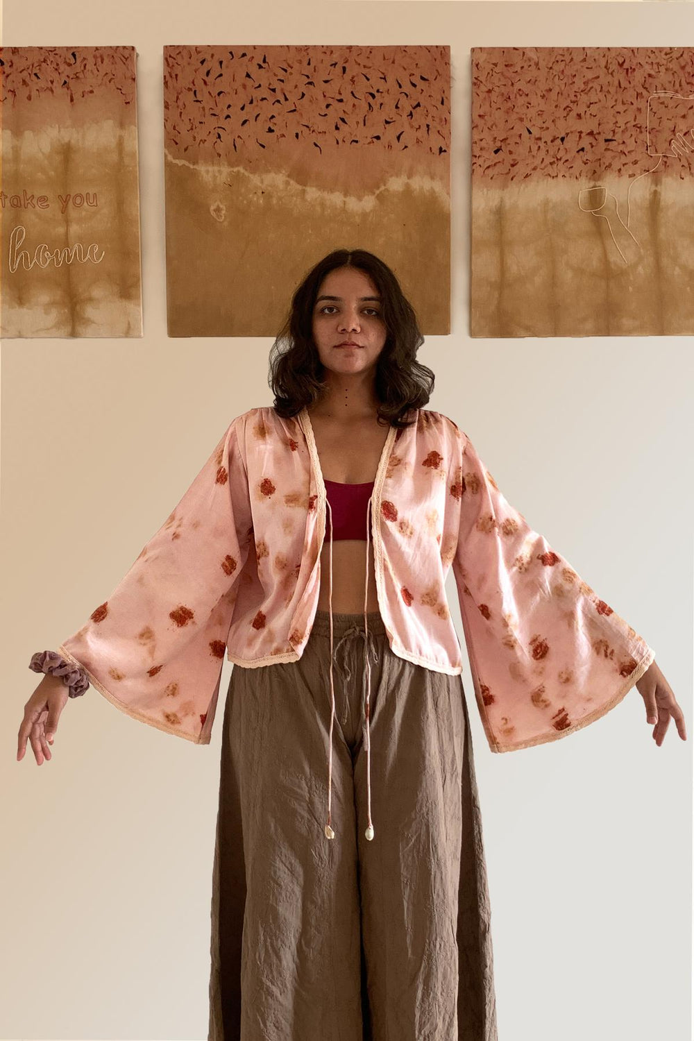 Bageeya "Blush" Handwoven Mashru | Crafted with Lac, Rose