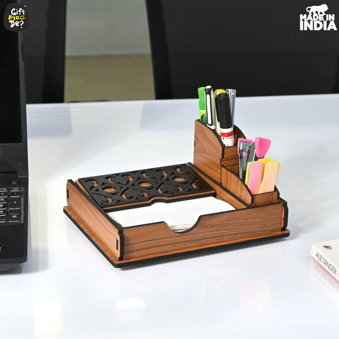 Gift Kya De Tissue Paper Holder for Dining Table with Toothpick Holder Designer 5 Compartment Dining Table Accessories for Home Decor