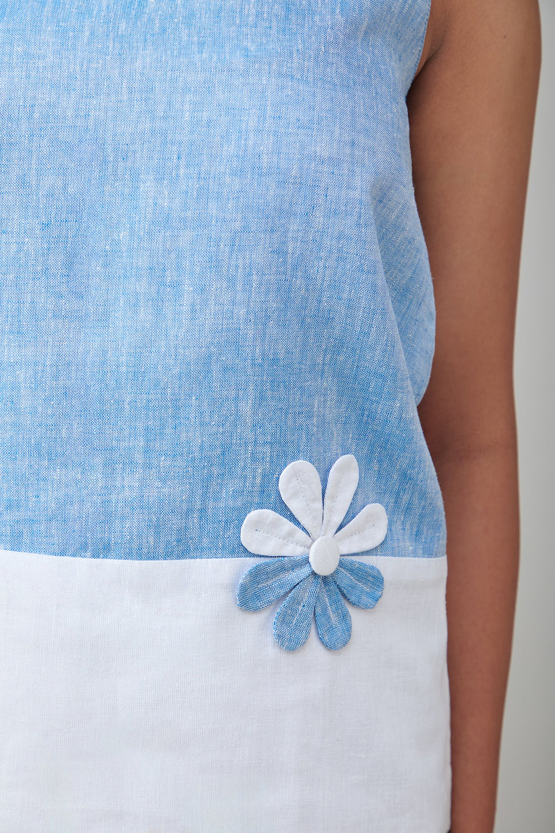 The Label GAIA Hemp And Bamboo Contrast Sleeveless Flower Top