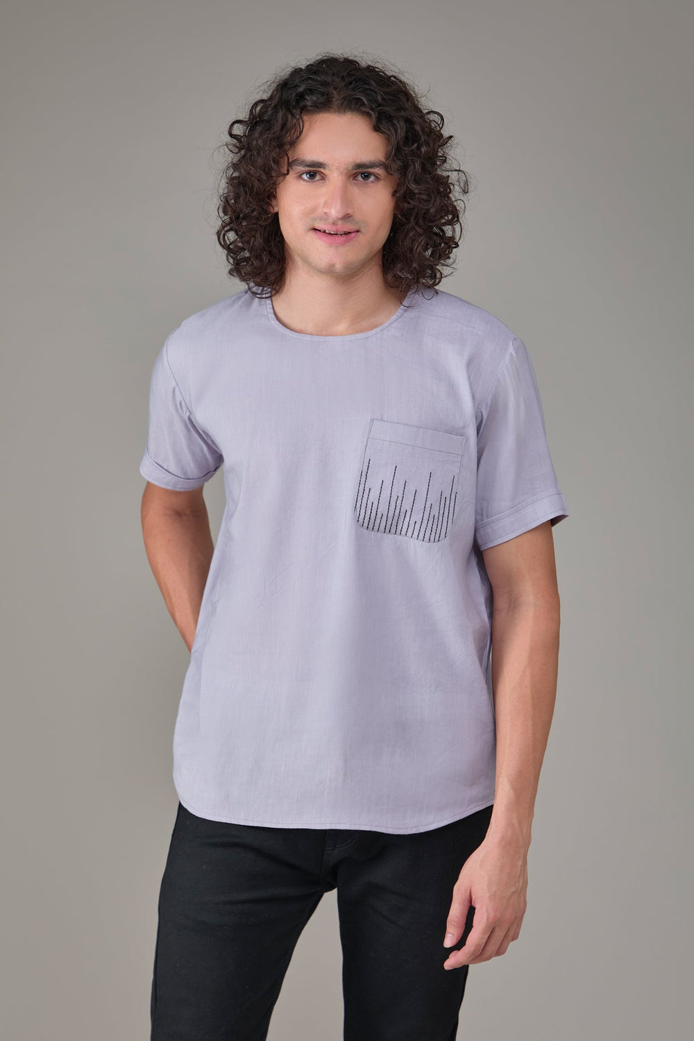 The Label GAIA Men Solid Hemp T-Kurta