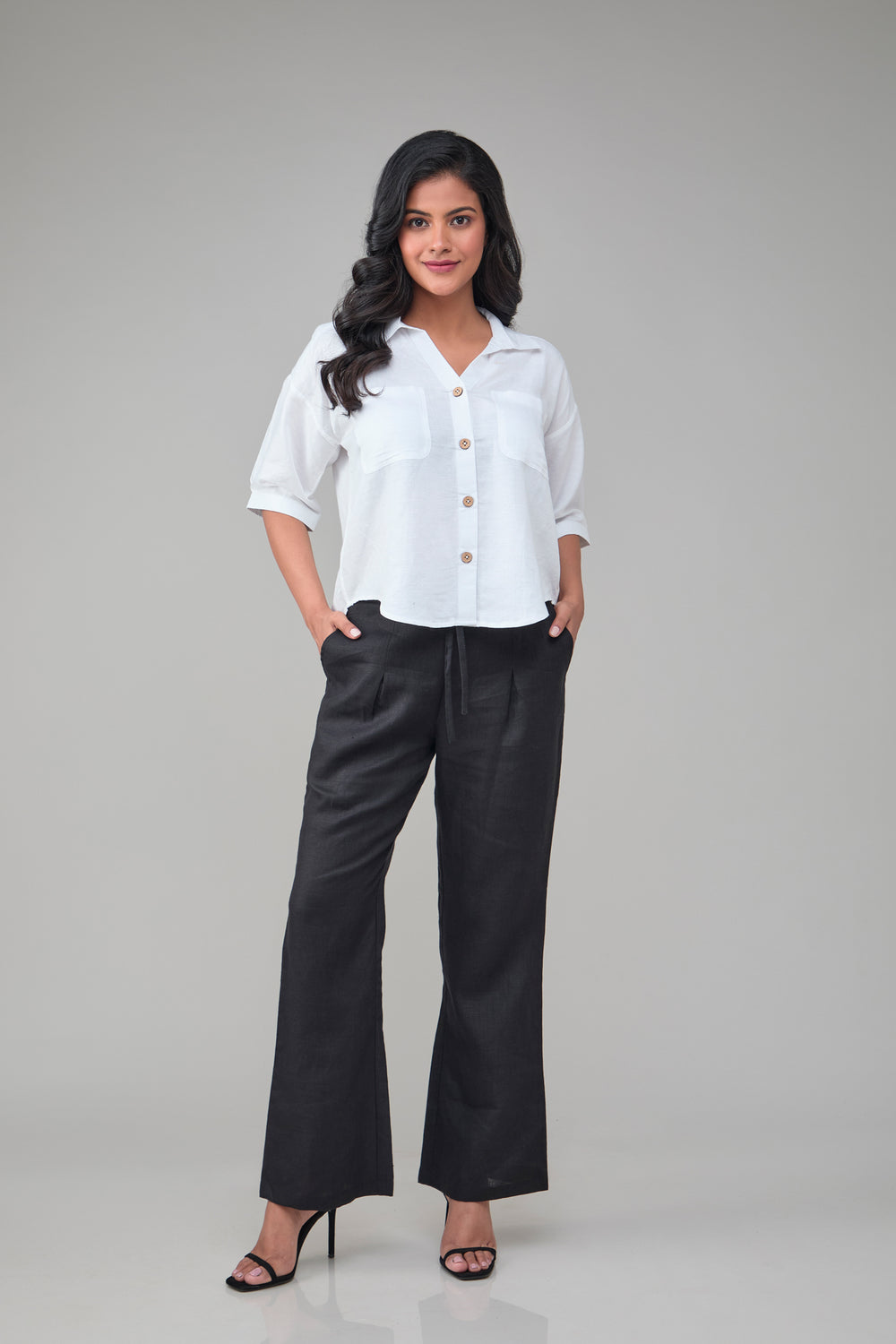 The Label GAIA Hemp Bamboo White Off Shoulder Shirt