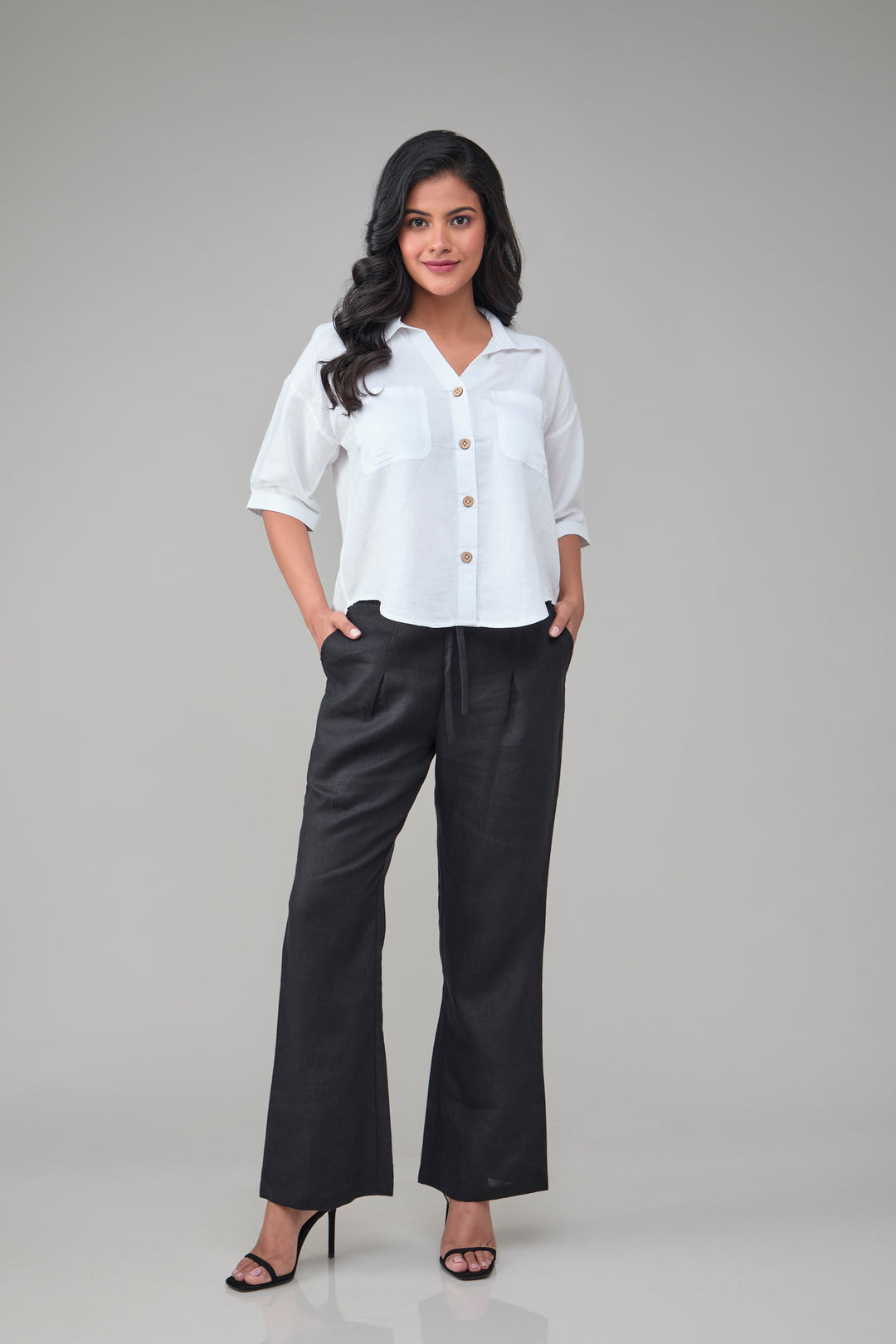 The Label GAIA Hemp Bamboo White Off Shoulder Shirt