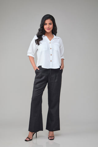 The Label GAIA Hemp Bamboo White Off Shoulder Shirt