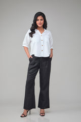 The Label GAIA Hemp Bamboo White Off Shoulder Shirt