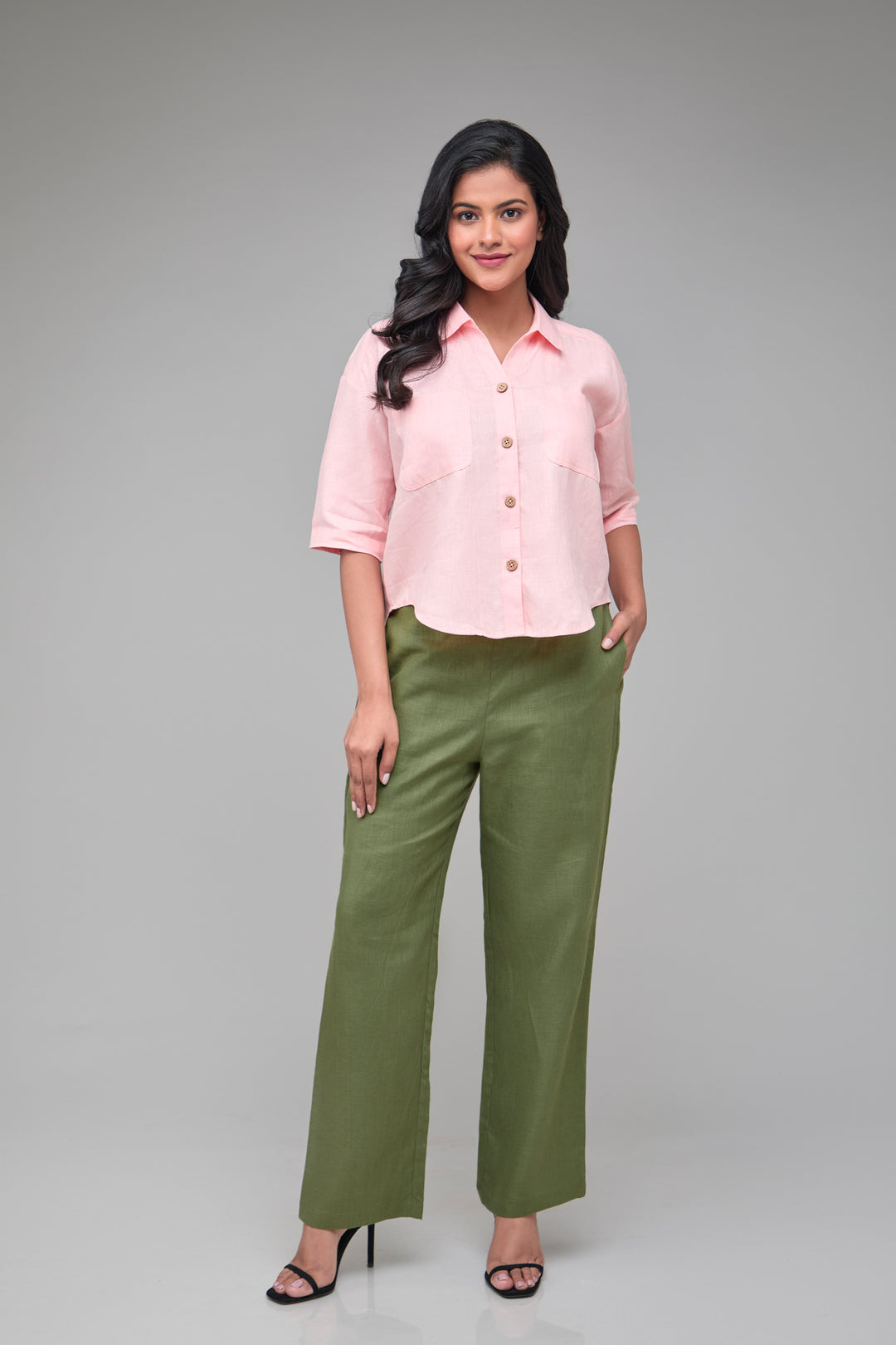 The Label GAIA Hemp Peach Off Shoulder Shirt