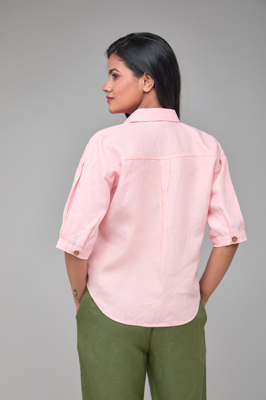 The Label GAIA Hemp Peach Off Shoulder Shirt