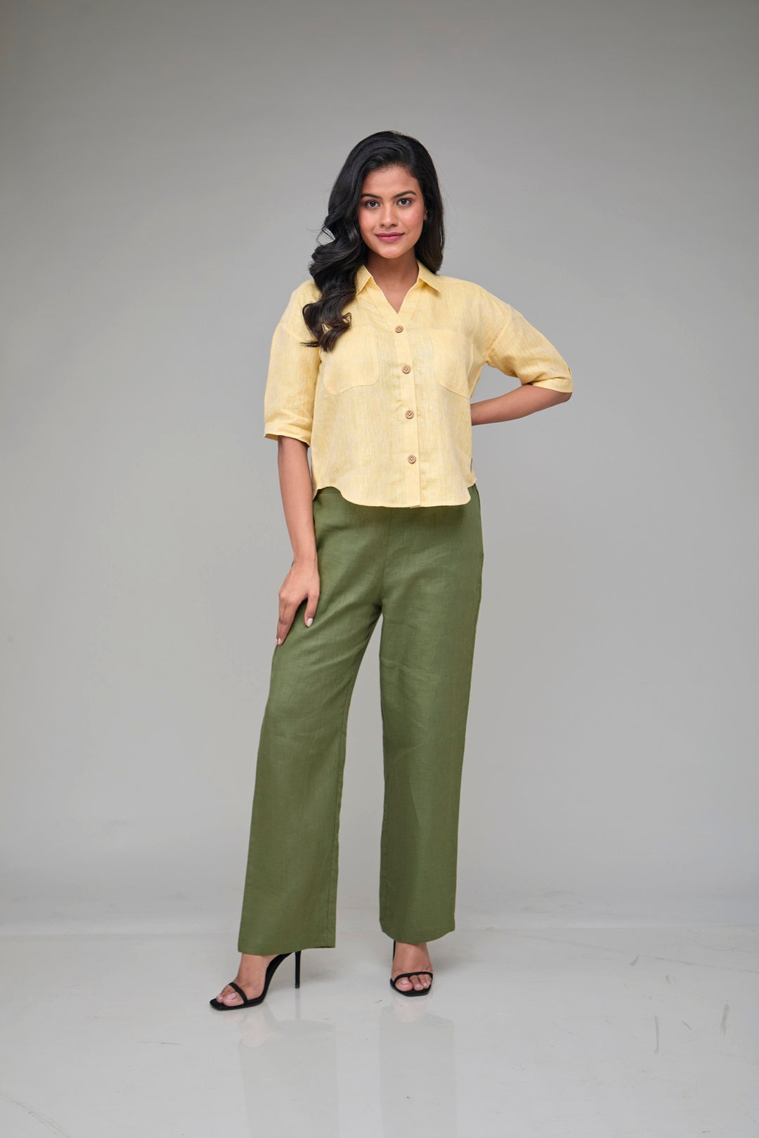 The Label GAIA Hemp Yellow Off Shoulder Shirt