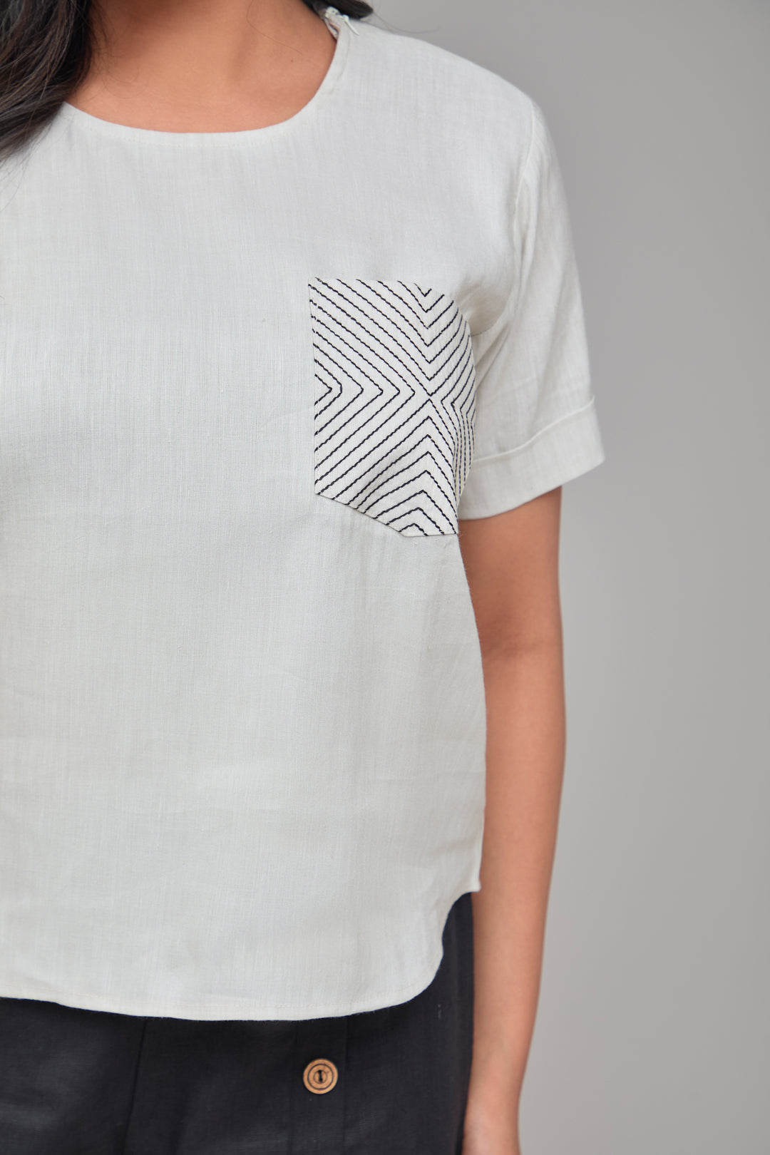 The Label GAIA Hemp Mint T-Kurta With Pocket Pattern