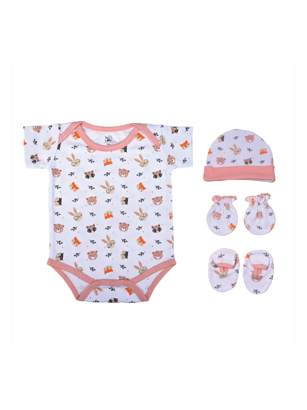 Tiny Lane Adorable Baby Onesie+Cap Booties Mitten - Honey Bunny Onesie & Honey Bunny Cap | Booties | Mittens