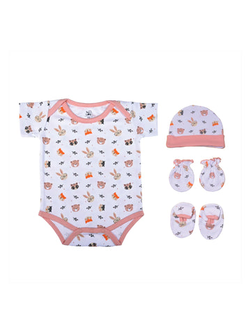 Tiny Lane Adorable Baby Onesie+Cap Booties Mitten - Honey Bunny Onesie & Honey Bunny Cap | Booties | Mittens