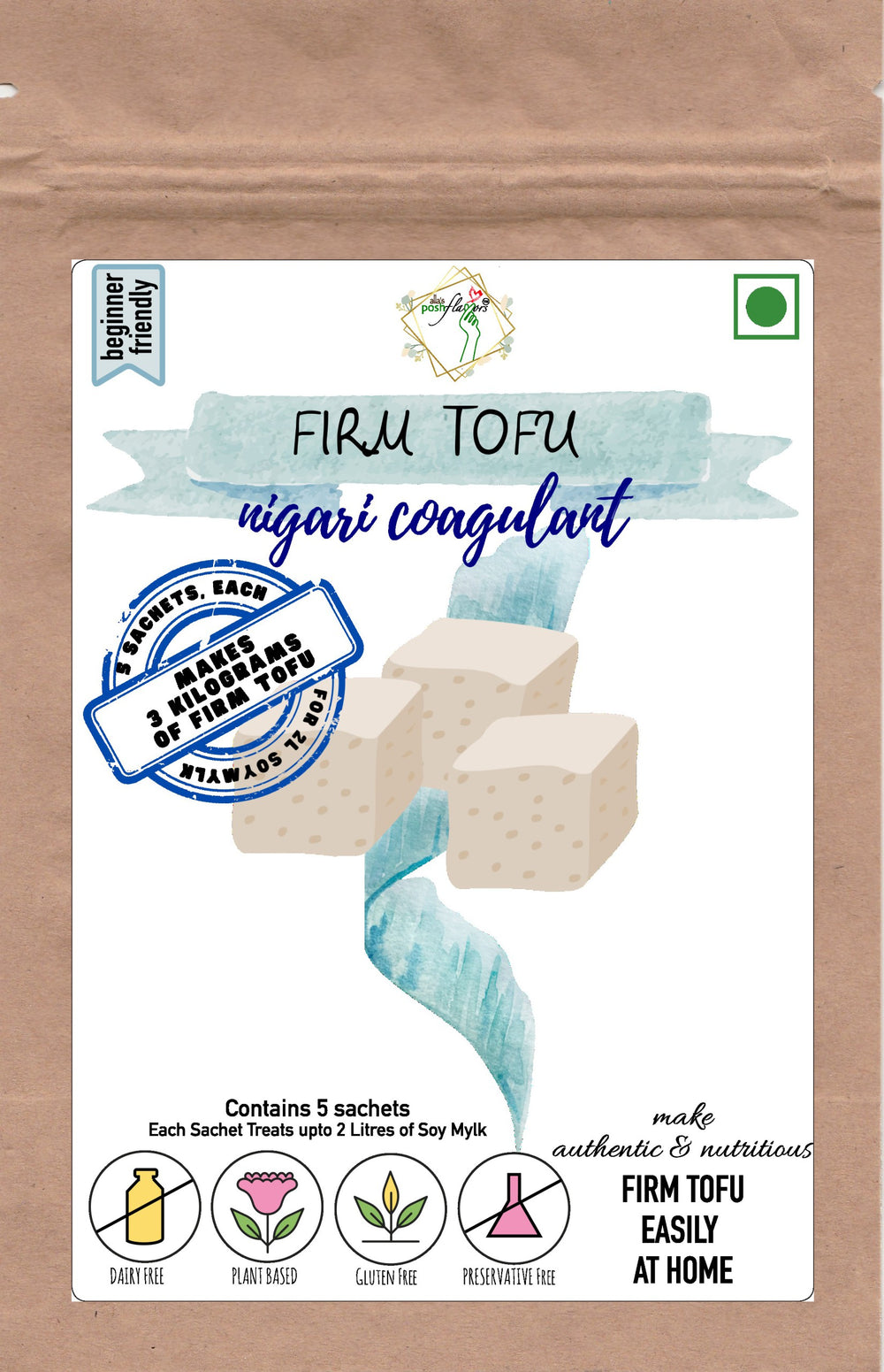 Alla's Posh Flavors Tofu Coagulant | Plant-Based | 5 Packs of 5 Grams