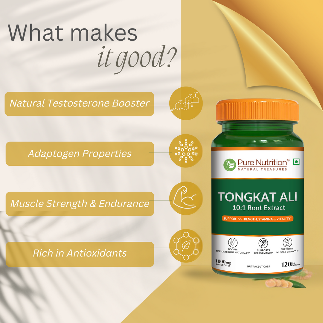 Tongkat Ali 10:1 Root Extract | 1000 mg Per Serving | Strength, Stamina & Vitality Support | 120 Capsules