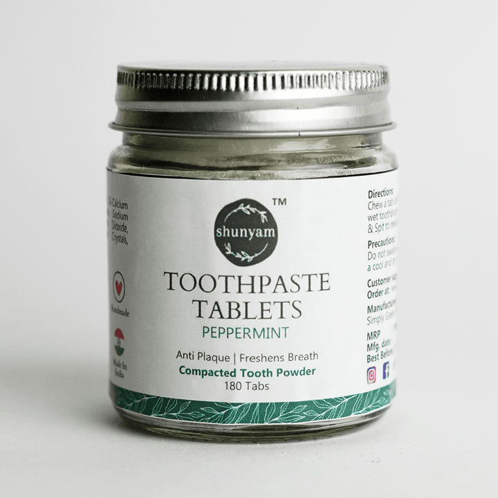 Toothpaste Tablets - Peppermint (180 Tablets) - for All - Day Fresh Breath - Suspire