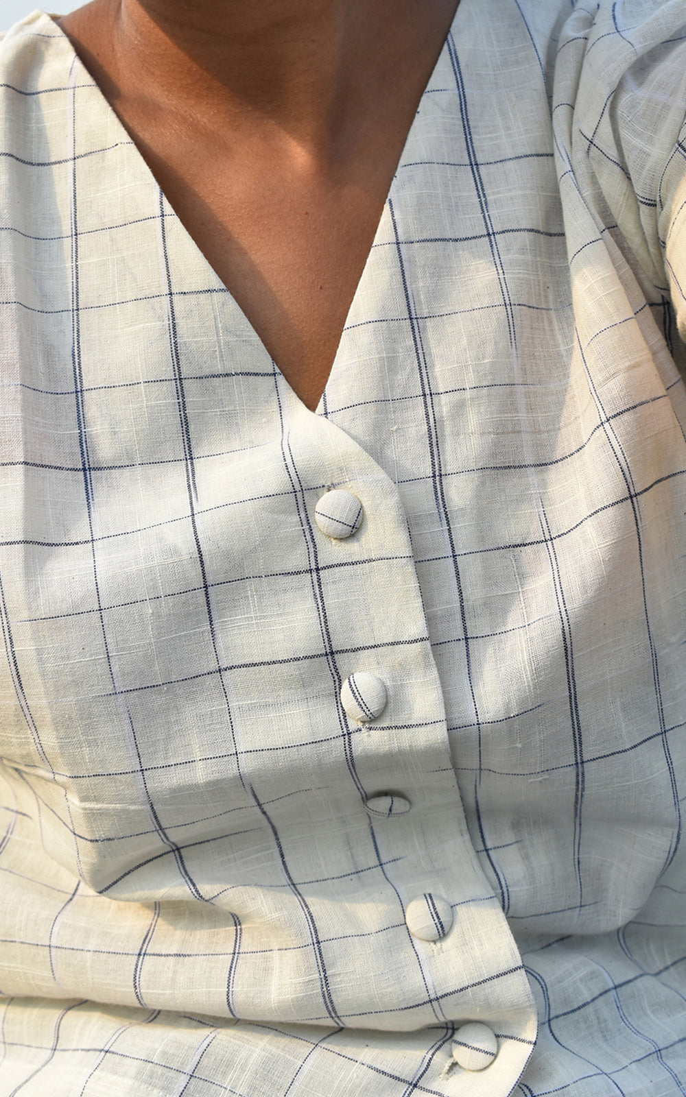 OCAU Blue disappearing check button down top