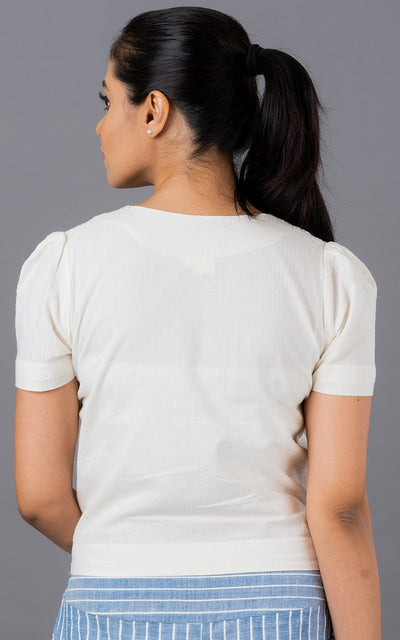Solid rib-effect button down top