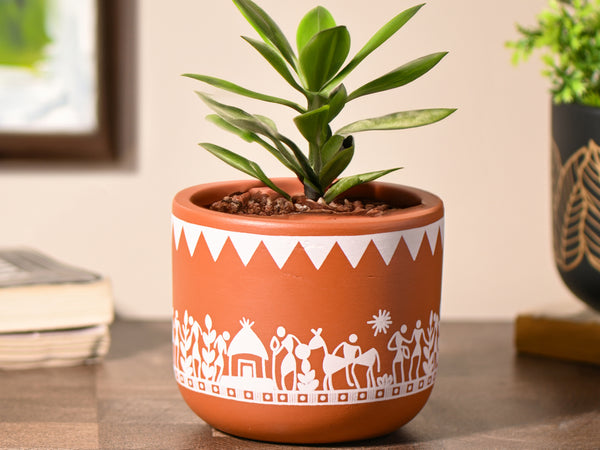 Mandala small Room/Table Planter | Handcrafted Terracotta Planter
