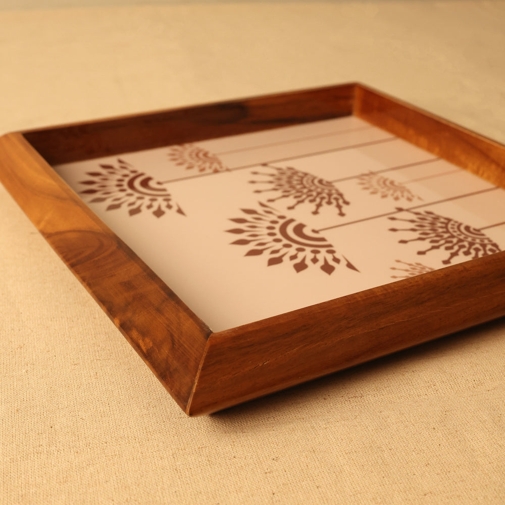 BambaiSe Square Tray Teak Flower