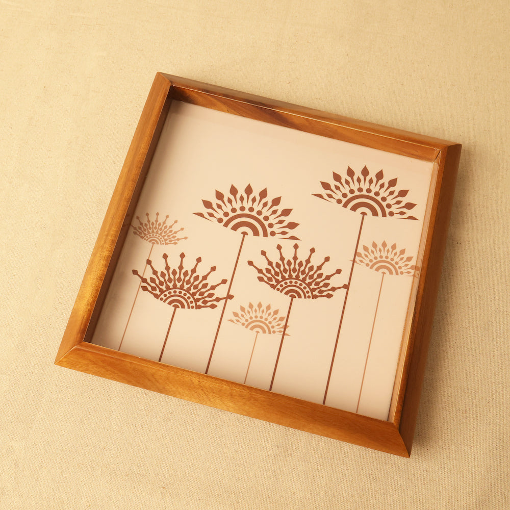 BambaiSe Square Tray Teak Flower