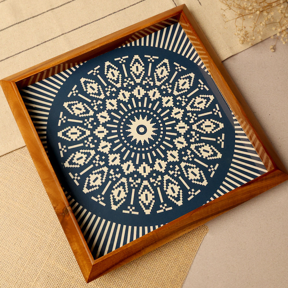 BambaiSe Square Tray Teak Blue