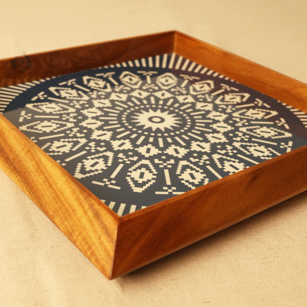 Square Tray Teak Blue