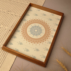 BambaiSe Rectangle Tray Teak Brown Mandala