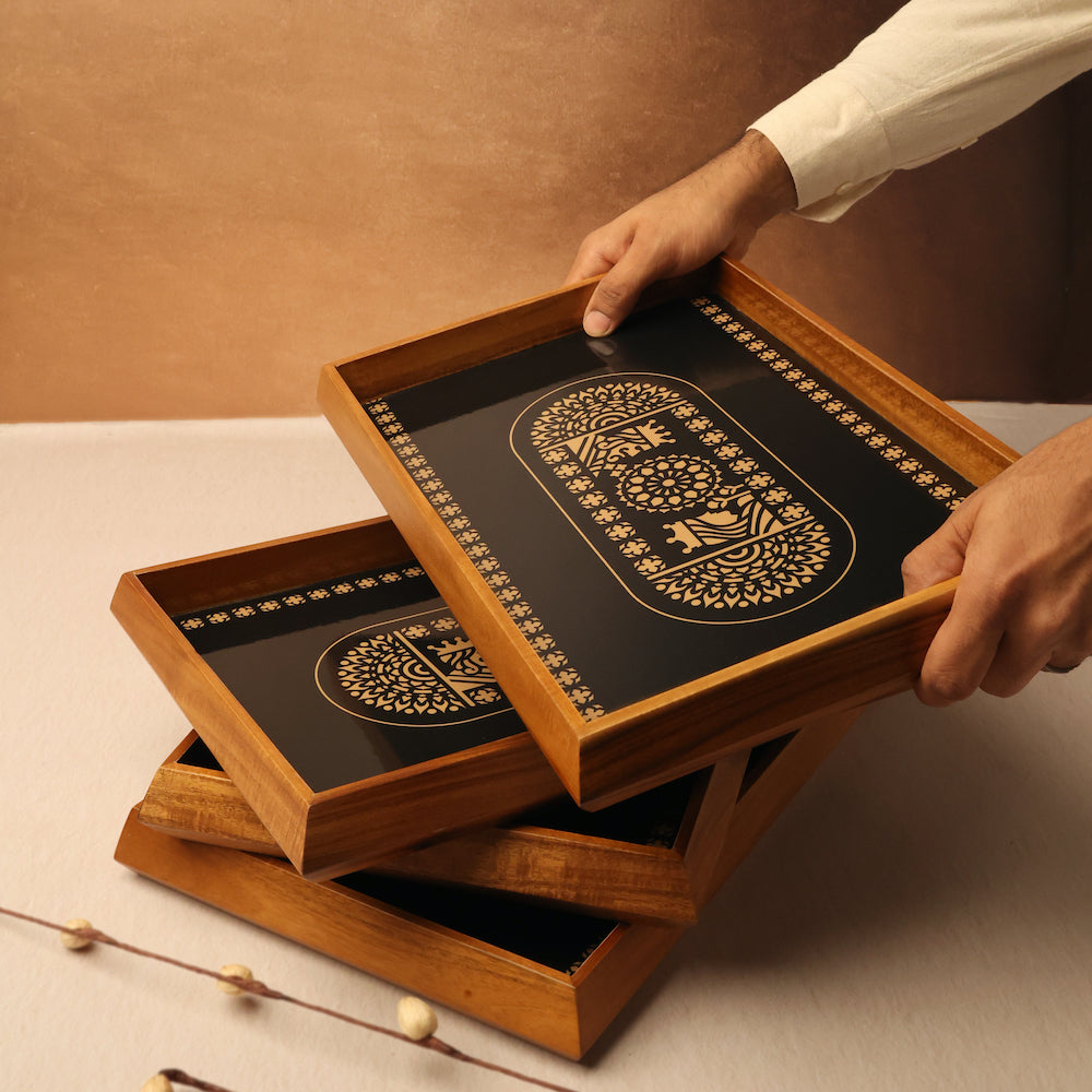 BambaiSe Gold King Queen Rectangle Tray