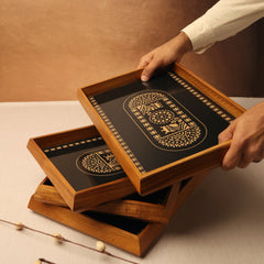 BambaiSe Gold King Queen Rectangle Tray