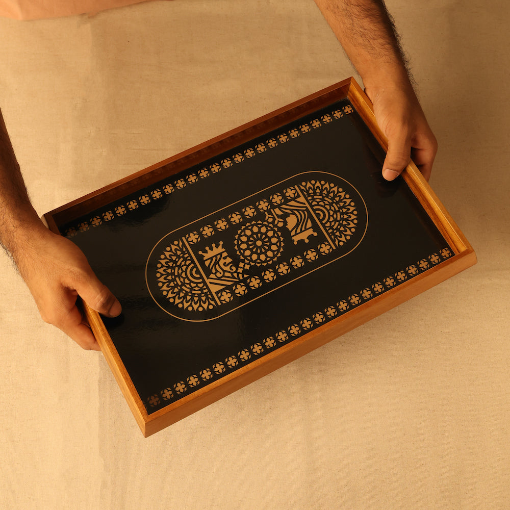 BambaiSe Gold King Queen Rectangle Tray