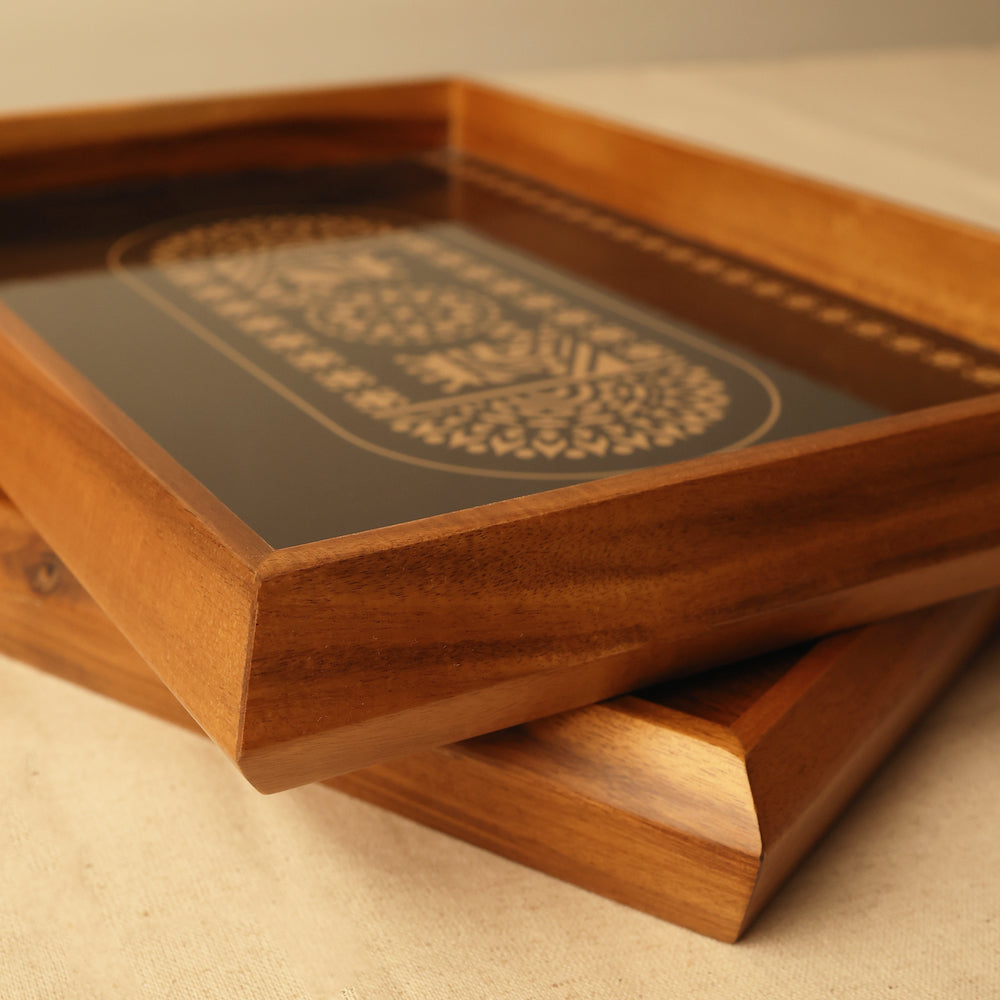 BambaiSe Gold King Queen Rectangle Tray