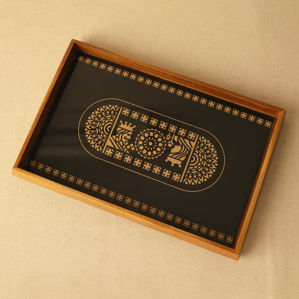 BambaiSe Gold King Queen Rectangle Tray