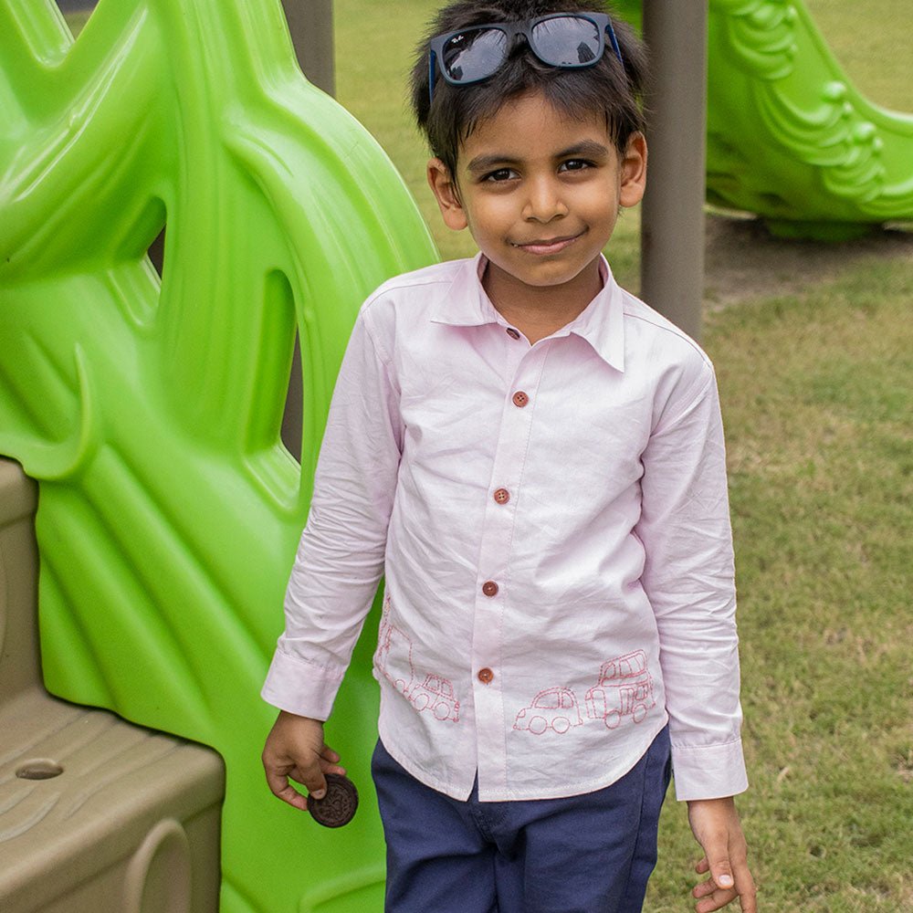 Traffic Embroidered Formal Shirt - Light Pink - Suspire