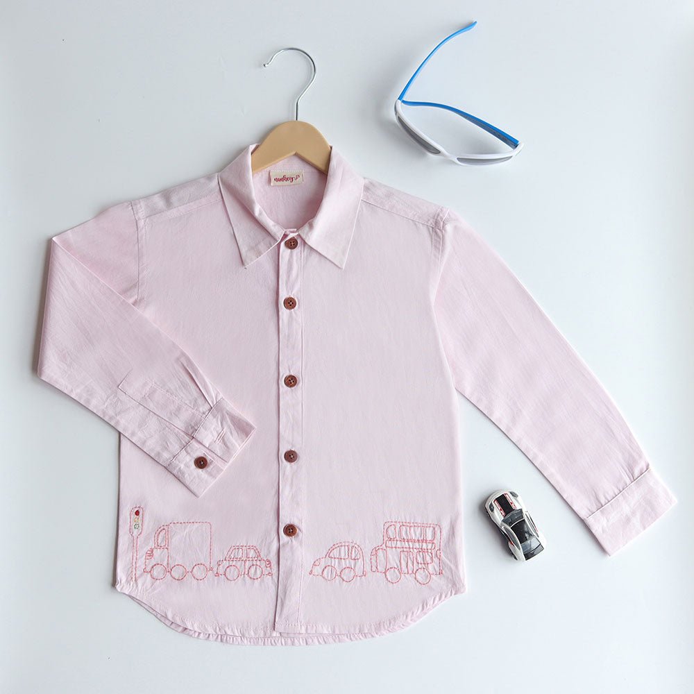 Traffic Embroidered Formal Shirt - Light Pink - Suspire