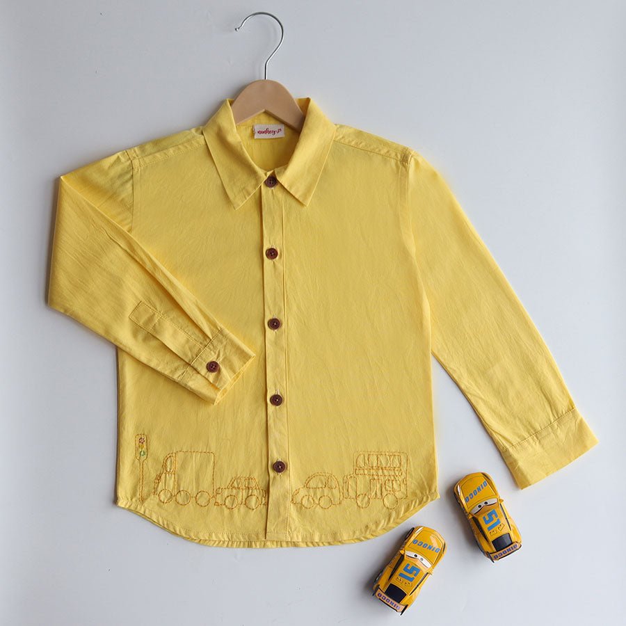 Traffic Embroidered Formal Shirt - Yellow - Suspire