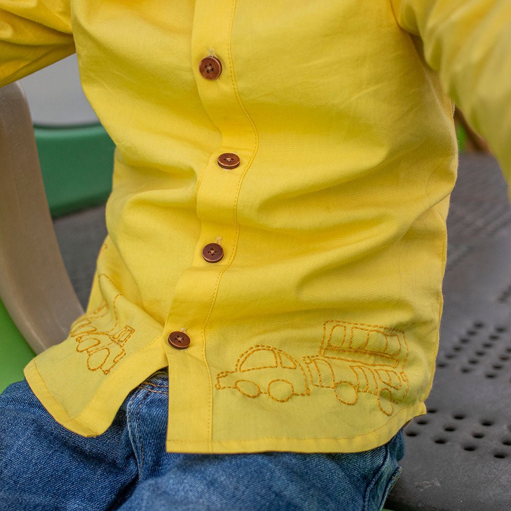 Traffic Embroidered Formal Shirt - Yellow - Suspire