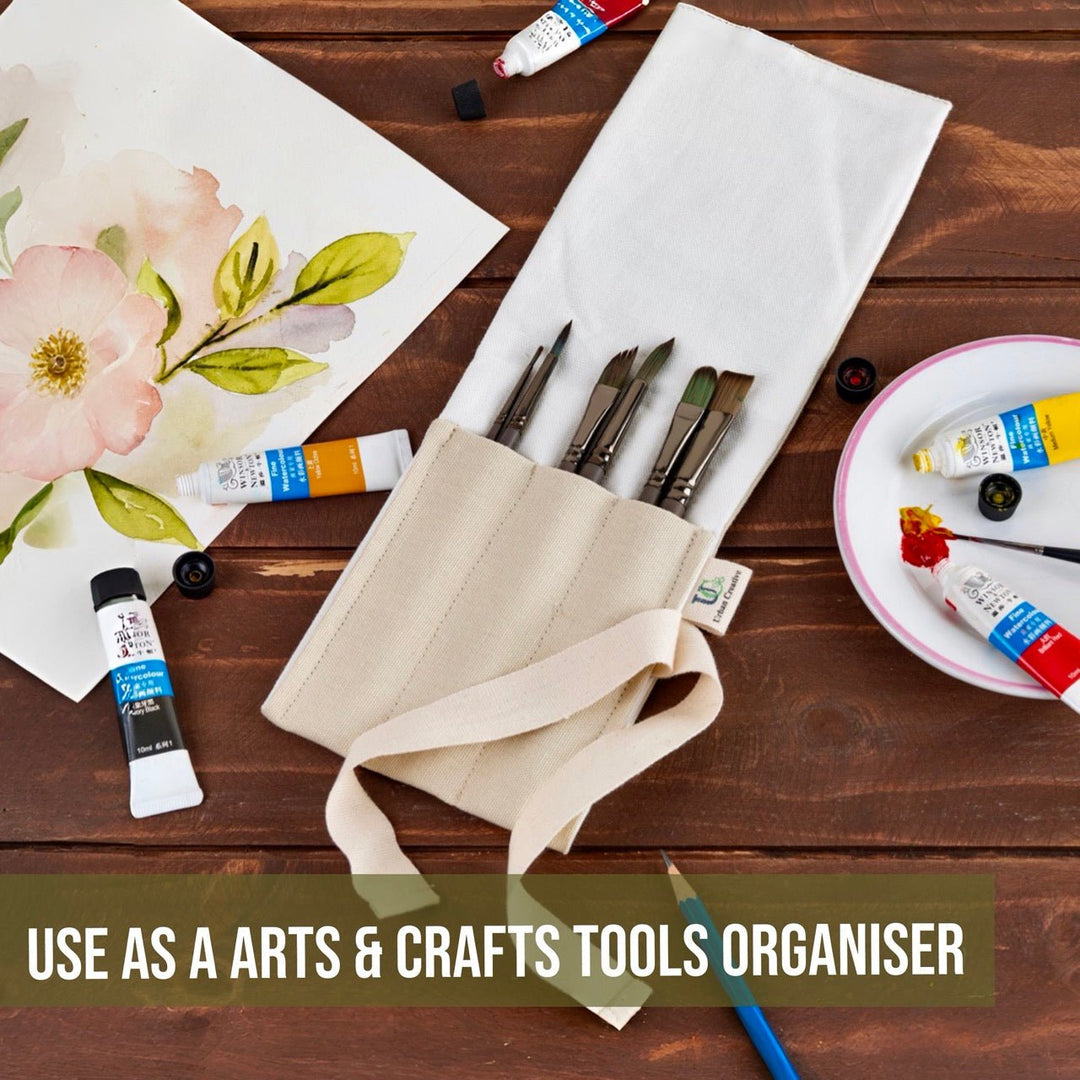 Travel Cutlery Wrap /Organizer Roll Up in organic cotton in solid pastel colours - Suspire