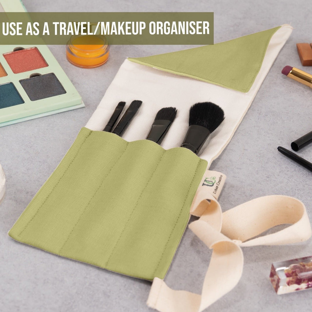 Travel Cutlery Wrap /Organizer Roll Up in organic cotton in solid pastel colours - Suspire